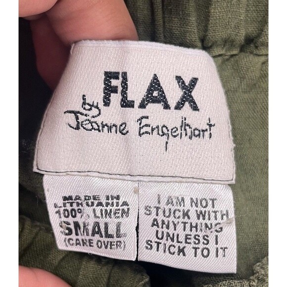FLAX By Jeanne Engelhart 100% Linen Shorts High Rise Green Size Small Sun Shorts - Picture 3 of 5